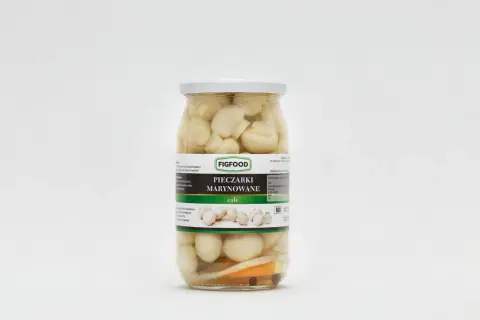 Słoik z pieczarkami marynowanymi marki Figfood.