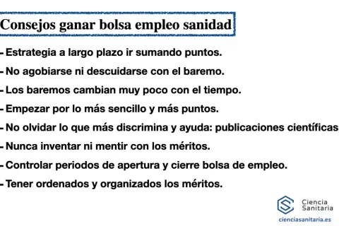 Consejos para ganar puntos en la bolsa de sanidad de la Comunidad Valenciana: estrategia, baremo, méritos y publicaciones.