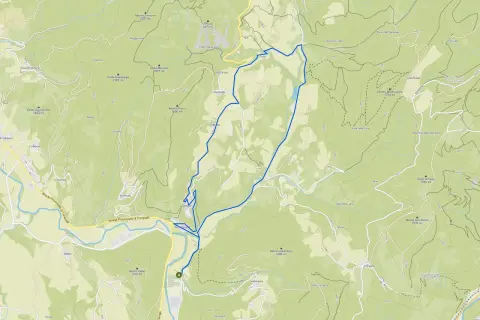 Mappa dei sentieri Genga con rilievi altimetrici e percorsi segnati in blu.