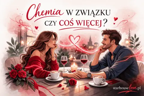 Para zakochanych przy romantycznej kolacji, z różami i świecą. Czy to chemia w związku, czy coś więcej?
