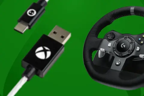 Kierownica gamingowa i kable USB-C/USB z logo Xbox. Dowiedz się, jak podłączyć kierownicę do Xboxa i poczuj się jak kierowca rajdowy!