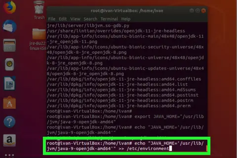 Terminal Ubuntu : configuration de JAVA_HOME pour installer Java 8.