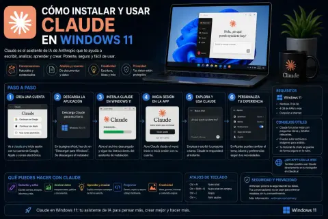 Guía para instalar Claude en Windows 11: crea cuenta, descarga app, instala, inicia sesión y personaliza tu experiencia.