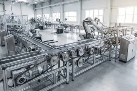 Roboty przemysłowe i linie produkcyjne zapewniają płynne utrzymanie ruchu w zakładzie produkcyjnym.