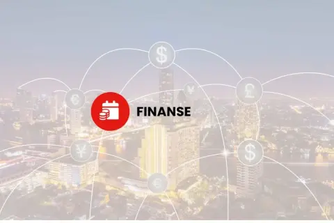 Sieć finansowa z symbolami walut i tekstem "FINANSE". Broker kto to? To pośrednik w transakcjach finansowych.