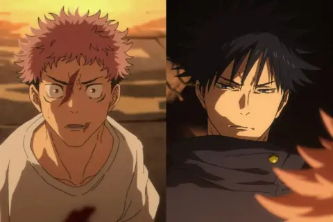Yuji und Megumi blicken besorgt. Wann kommt JJK Staffel 3?