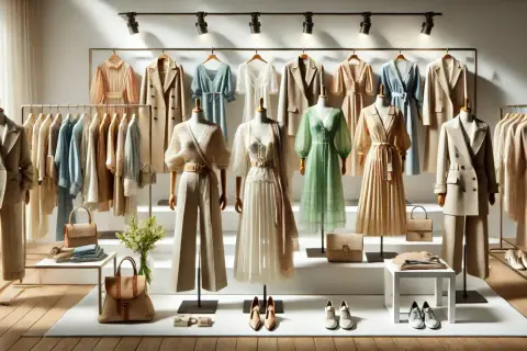 Eleganckie stylizacje, które wyznaczają modę 2026: beżowe garnitury, zwiewne sukienki i stylowe płaszcze.