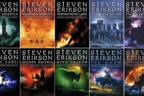Okładki książek Stevena Eriksona, w tym "Ogrodów Księżyca" i "Domu Łańcuchów", zapowiadają jedne z najlepszych książek science fiction.