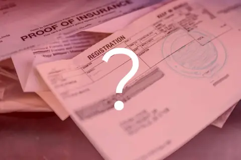 Fragezeichen über Dokumenten wie "Proof of Insurance" und "Registration". Ist eine auto anmelden ohne zulassungsbescheinigung teil 1 möglich?