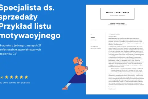 Szablon listu motywacyjnego dla specjalisty ds. sprzedaży, kod zawodu: kierownik sprzedaży.