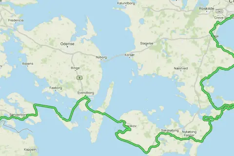 Trasa rowerowa EuroVelo 10 w Niemczech i Danii, od Flensburga przez wyspy duńskie do Kopenhagi.