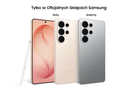 Złoty i srebrny Samsung Galaxy S26 z rysikiem. Dostępne tylko w oficjalnych sklepach Samsung.