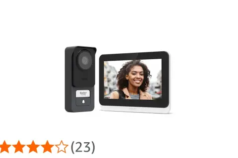Le Philips WelcomeEye Connect 3 : une sonnette vidéo avec écran affiche une femme souriante.