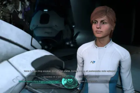 Vetra rozmawia z graczem o swoich uczuciach, sugerując potencjalne **Mass Effect Andromeda romanse**.