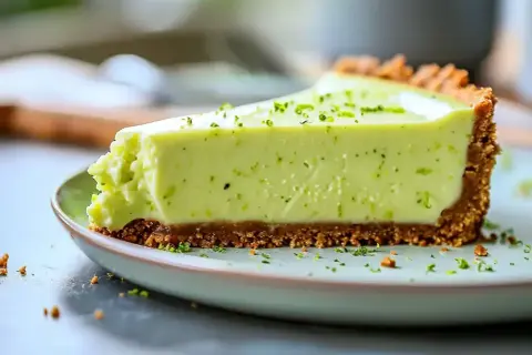 En krämig lime cheesecake med krispig botten, toppad med rivet limeskal. En perfekt dessert för alla tillfällen.