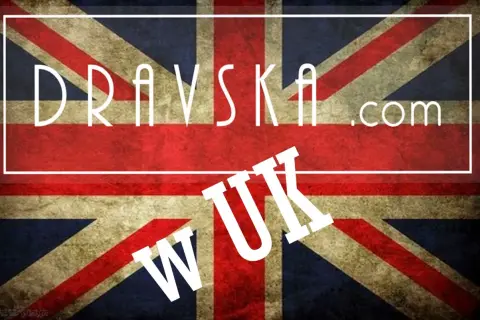 Dra vska.com i UK na tle flagi Wielkiej Brytanii. Odkryj tradycje w Wielkiej Brytanii.