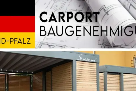 Rheinland-Pfalz: Baupläne für Carports. Erfahren Sie, ab wann man eine Baugenehmigung benötigt. Moderne Holz-Metall-Konstruktion.