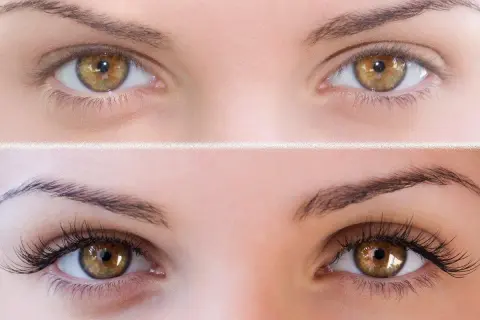 Prima e dopo: ciglia naturali e ciglia con extension. Scopri come pettinare le extension ciglia per un look impeccabile.