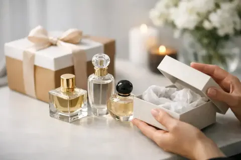 Eleganckie perfumy na prezent, a obok pudełko z bibułką. Czy to zapowiedź miłości, czy może przesądy związane z podarunkami?
