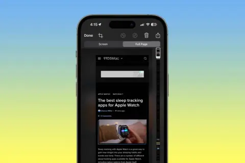 Zrzut ekranu telefonu z artykułem o najlepszych aplikacjach do śledzenia snu na Apple Watch.