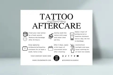 Anleitung zur Nachsorge für grafische Tattoos: Waschen, eincremen, Sonne meiden. So bleibt dein neues Kunstwerk schön.