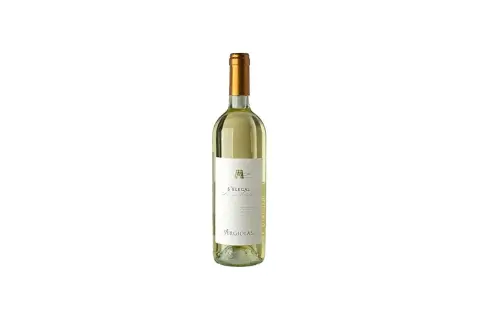 Bottiglia di vino bianco S'Elegas Argiolas, un nasco di Cagliari che evoca profumi mediterranei.
