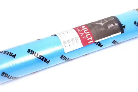 Niebieska szlichta izolacyjna "Multi Heat" marki Prestige, zwinięta w rolkę, gotowa do montażu.