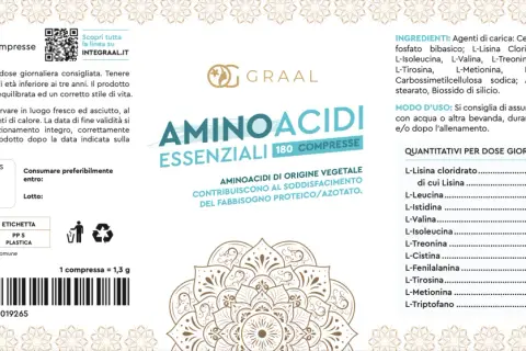 Integratori di aminoacidi essenziali quali sono: L-Lisina, L-Leucina, L-Istidina, L-Isoleucina, L-Valina, L-Treonina, L-Cistina, L-Fenilalanina, L-Tirosina, L-Metionina, L-Triptofano.