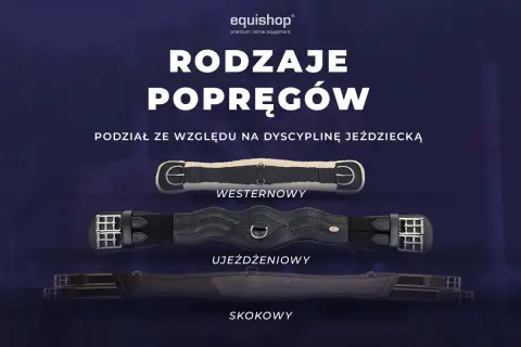 Trzy rodzaje popręgów dla konia: westernowy, ujeżdżeniowy i skokowy. Każdy popręg dopasowany do dyscypliny jeździeckiej.