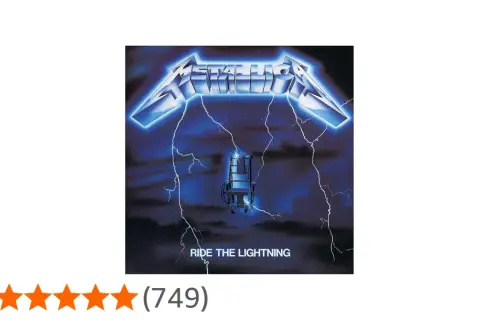 Okładka albumu Metallica "Ride the Lightning" z krzesłem elektrycznym i piorunami. Utwory z tej płyty to klasyka.