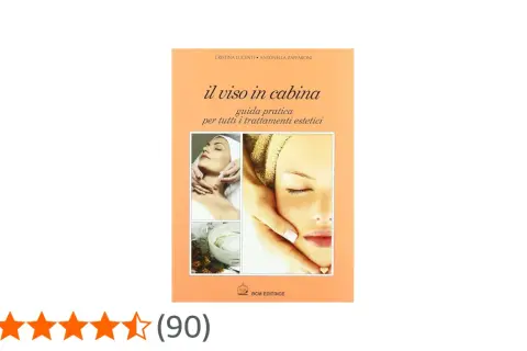 Copertina libro "Il viso in cabina": guida ai trattamenti estetici, con immagini di volti e prodotti, utile per contrastare le prime rughe.