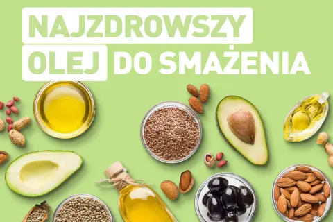 Naczynia z olejami, awokado, oliwkami, migdałami, siemieniem lnianym i innymi nasionami.
