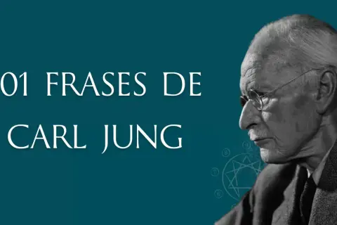 Retrato de Carl Jung junto a un texto que dice "101 frases de Carl Jung".