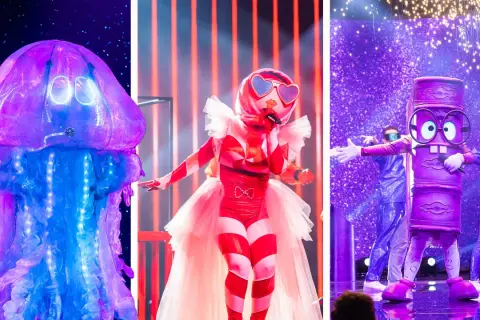 Masked Singer-vinnarna: en lysande manet, en godisklubba och en lila burk med dansare.