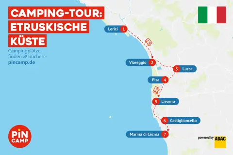 Camping-Tour entlang der Etruskischen Küste: Lerici, Viareggio, Lucca, Pisa, Livorno, Castiglioncello, Marina di Cecina. Tolle Toskana Tipps für Camper!