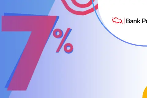 Bank Pekao S.A. oferuje atrakcyjne oprocentowanie lokat. Duża cyfra 7% sugeruje korzystne warunki.