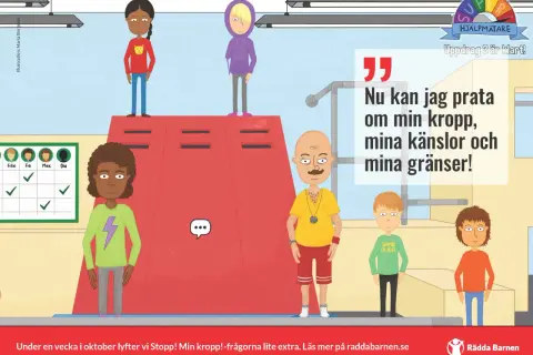 Barn pratar om sin kropp, känslor och gränser. En del av kampanjen "Stopp! Min kropp!".