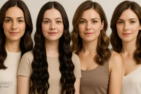 Cuatro mujeres con pelo poco rizado y diferentes tonos de cabello.
