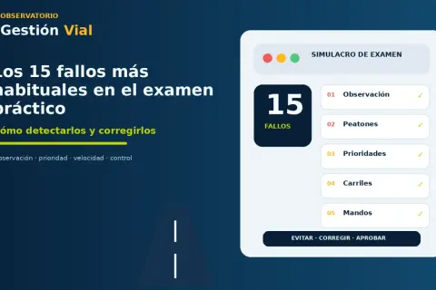 Los 15 fallos más habituales en el examen práctico. Aprende cuántas faltas deficientes se pueden tener para aprobar.