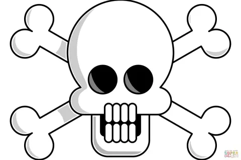 Teschio da colorare e stampare, pronto per avventure piratesche.