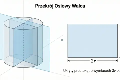 Przekrój osiowy walca jako prostokąt o bokach 2r i H.
