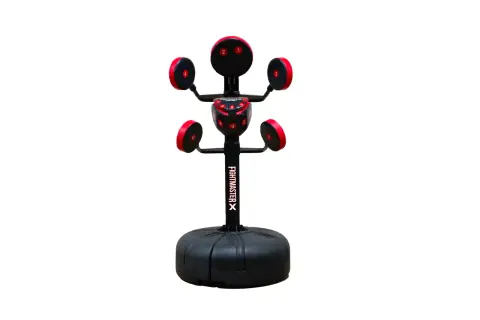 A Fightmaster X boxing trainer, perfect for practicing your punch. It has multiple numbered targets for varied training.