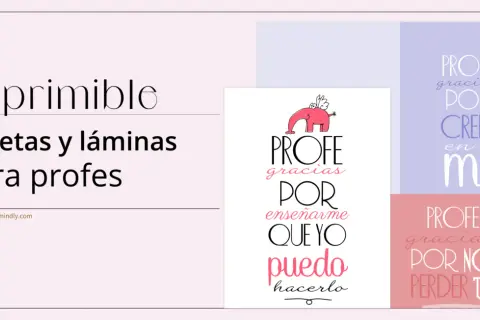 Tarjetas y láminas imprimibles para profes. Diseños con mensajes de agradecimiento como "Profe, gracias por creer en mí" y "Profe, gracias por enseñarme que yo puedo hacerlo".