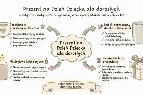 Pomysły na prezent na Dzień Dziecka dla dorosłych: kubek dla syna, porcelana dla córki, świece i eleganckie boxy. Spraw radość!
