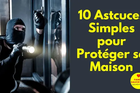 Un cambrioleur masqué tente d'ouvrir une porte avec une lampe torche. Découvrez comment protéger sa maison sans alarme.