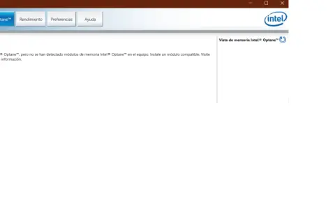 Interfaz de Intel Management Engine. La memoria Intel® Optane™ está desactivada. Instale un módulo compatible para activarla.