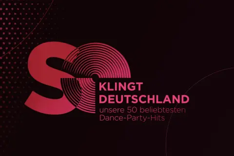 Klingt Deutschland: 50 beliebteste Dance-Party-Hits. Ein großes S-Symbol mit roten Kreisen und Punkten.