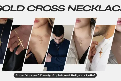 Collares con cruces de oro, mostrando estilo y fe.
