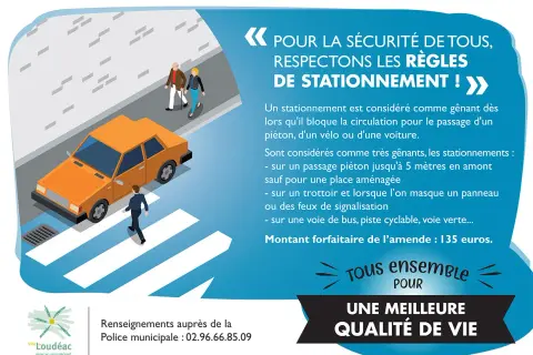 Un stationnement gênant sur un passage piéton peut entraîner une amende et une perte de point. Respectons les règles pour la sécurité de tous.
