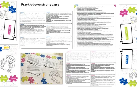 Zasady pracy w grupie dla dzieci: gra planszowa z zadaniami do rozmowy o szkole, rodzinie i przyjaciołach.